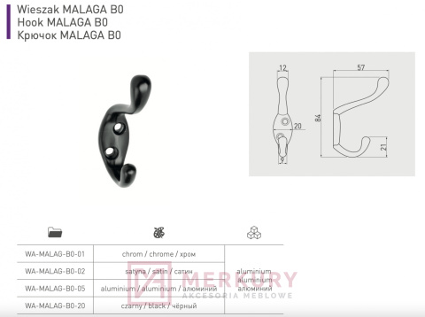 MALAGA B0 Wieszak meblowy, czarny mat, GTV, sklep internetowy MERKURY Akcesoria Meblowe Mariusz Adamczyk MALAGA B0 Wieszak meblowy, czarny mat, GTV, sklep internetowy MERKURY Akcesoria Meblowe Mariusz Adamczyk